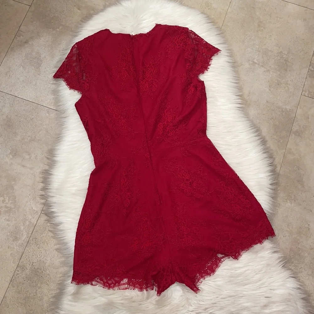 NBD Azealia Cherry Bomb Lace Romper - Picture 9 of 12